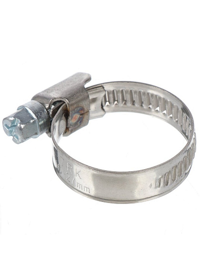 Хомут обжимной червячный, 16-25 мм, нержавеющая сталь, 5 шт, индивидуальная упаковка, Grandy