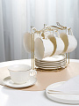 Набор чайный фарфор, 12 предметов, на 6 персон, 220 мл, металлическая подставка, ТМ Глория, Bonjart, 202346, подарочная упаковка - фото 2
