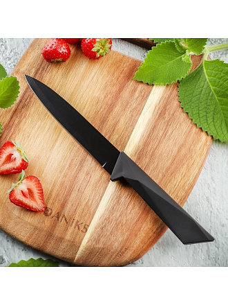 Нож кухонный Daniks, Обсидиан, универсальный, нержавеющая сталь, 12.5 см, рукоятка пластик, YW-A175-UT