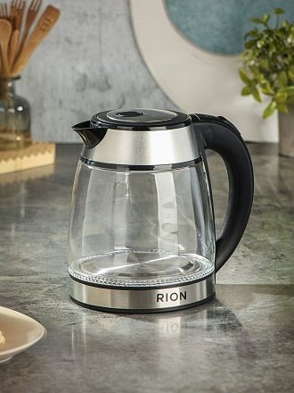 Чайник электрический Rion, 1.7 л, 1500 Вт, скрытый нагревательный элемент, нержавеющая сталь