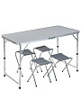 Стол складной 120х60х70 см, 4 стула, прямоугольный, металл, столешница МДФ, серый - фото 3