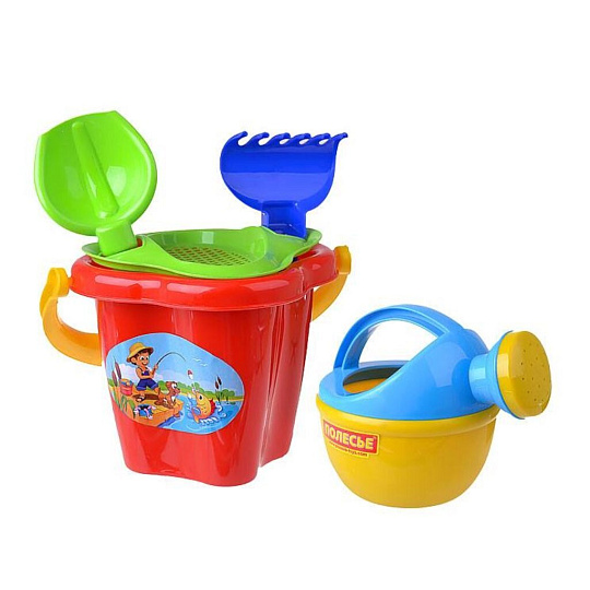 Игровой набор Полесье, №222, ведро-цветок, ситечко-цветок, совок, грабельки, лейка, 4450, в ассортименте