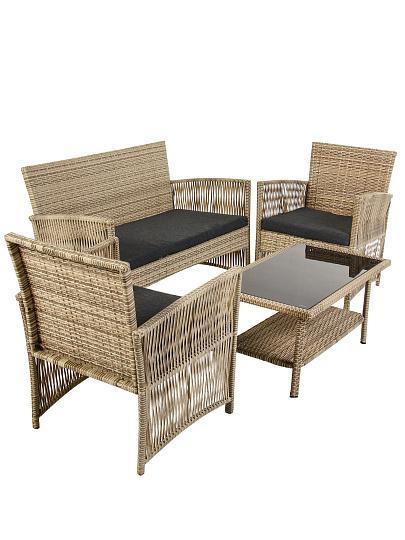 Мебель садовая стол, 80х50х41 см, 2 кресла, 1 диван, 112х65х77 см, C010254