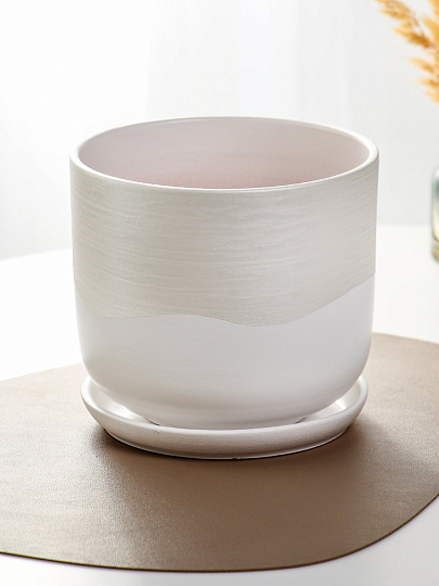 Горшок керамика, 1.6 л, цилиндр, белый, Айскрим №3, 339-440