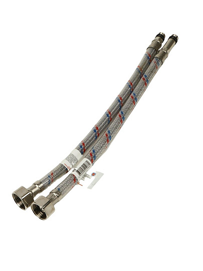 Подводка для воды М10-1/2"х0.3 м, пара, латунь, полимер, AquaLine