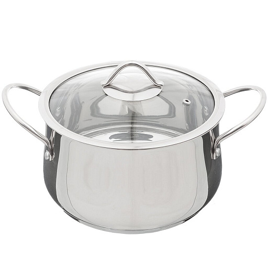 Кастрюля нержавеющая сталь, 5 л, крышка стекло, Daniks, Премиум, SD-A8-22, индукция