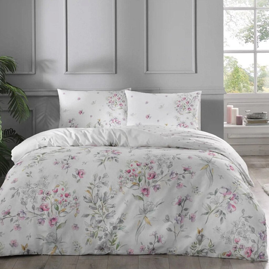 Постельное белье евро, простыня 240х260 см, 2 наволочки 50х70 см, пододеяльник 200х220 см, TAC, сатин, коллекция Ranforce, Gavin