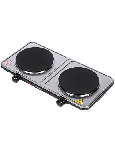 Плита электрическая Матрена, МА-063, 2000 Вт, 2 конфорки, диск, чугун, нержавеющая сталь