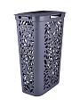 Корзина для белья, 40 л, 44х27.5х63.5 см, прямоугольная, пластик, серая, Полимербыт, Leaves, 434942500