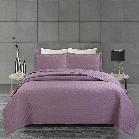 Текстиль для спальни евро, покрывало 230х250 см, 2 наволочки 50х70 см, Silvano, Пегас, серо-розовые