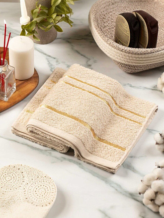 Полотенце банное 50х90 см, 100% хлопок, 420 г/м2, Азия, Silvano, песочное, Узбекистан