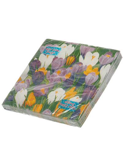 Салфетки бумажные New Line, Design, Крокусы, 20 шт, 3 сл, 33х33 см