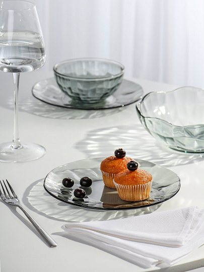 Сервиз столовый стекло, 19 предметов, на 6 персон, Daniks, Black Diamond, 50580, серый