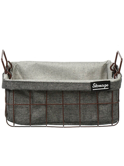 Корзина 35х25х16 см, прямоугольная, серая, A290119