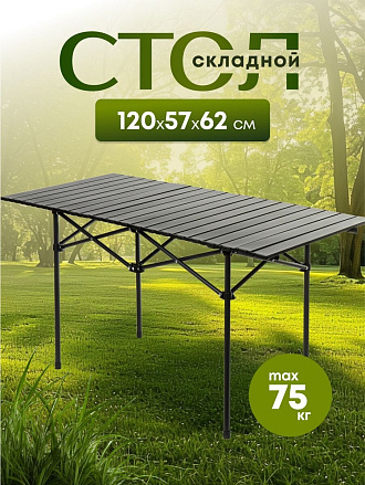 Стол складной металл, прямоугольный, 120х57х62 см, DS-T120