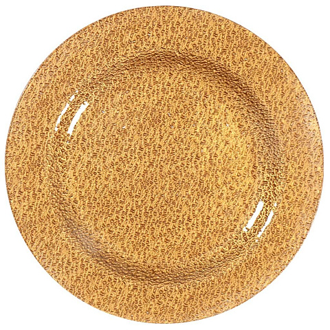 Тарелка обеденная, стекло, 33 см, круглая, Золото, Y4-5003