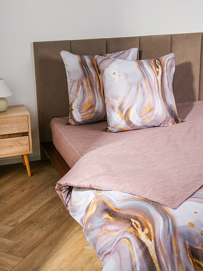 Постельное белье 2-спальное, простыня 240х260 см, 2 наволочки 70х70 см, пододеяльник 175х215 см, Silvano, сатин, Вэйв