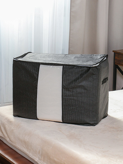 Кофр д/хранен, 57*31*35, с окном, черн клетка, A190067