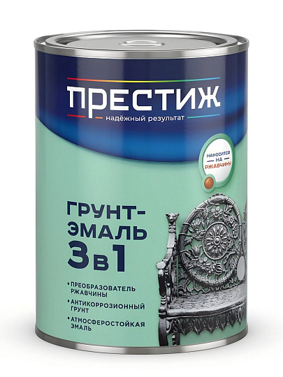 Грунт-эмаль Престиж, по ржавчине, алкидная, красная, 0.9 кг