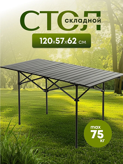 Стол складной металл, прямоугольный, 120х57х62 см, DS-T120