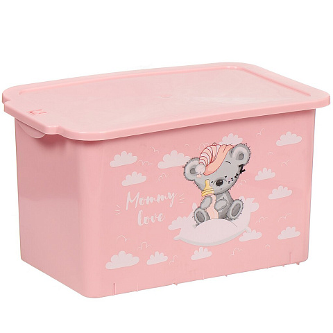 Ящик для игрушек 15 л, с крышкой, нежно-розовый, Berossi, Mommy love, АС 49163000