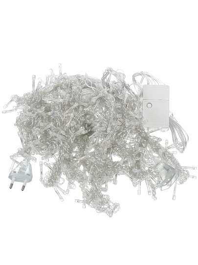 Гирлянда 480 ламп, 3х3 м, 8 режимов, Занавес, теплый белый свет, прозрачная, в помещении, сетевая, LED