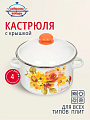 Кастрюля эмалированная сталь, 4 л, крышка сталь, цилиндрическая, Сибирские товары, Весна, 1MD201M, индукция