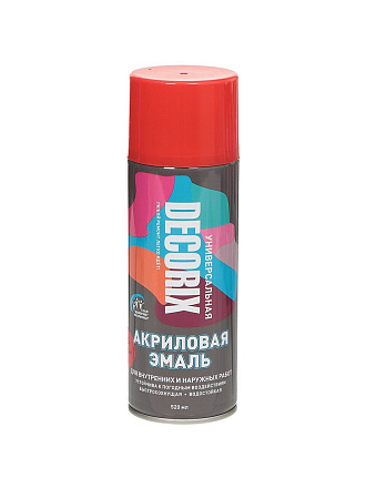 Эмаль аэрозольная, Decorix, универсальная, акриловая, глянцевая, красная, A04, 520 мл