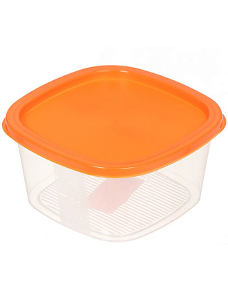 Контейнер пищевой пластик, 0.9 л, 15х15х7 см, в ассортименте, квадратный, Мультипласт, MPG5972