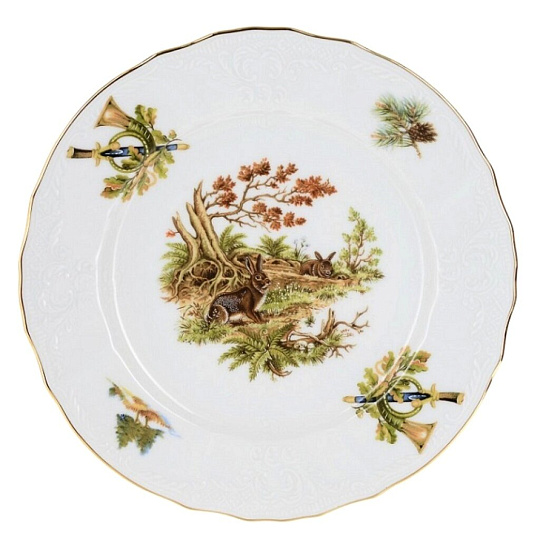Тарелка десертная, фарфор, 19 см, круглая, Охотничьи сюжеты, Bernadotte, P1750099JQZU001011, в ассортименте