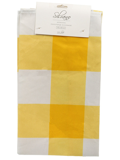 Полотенце кухонное 40х60 см, 100% хлопок, желтая клетка, Узбекистан, Узбекистан