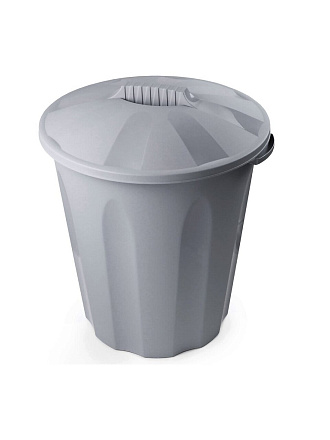 Бак пластик, 40 л, с крышкой, универсальный, серый, Verde, FENIX, 37040