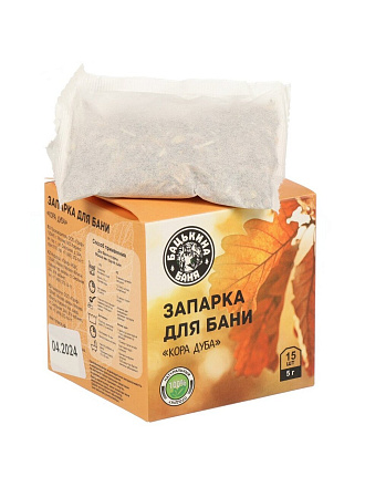 Запарка для бани 5 г, фильтр-пакет, 15 шт, Бацькина Баня, Кора дуба, 21028