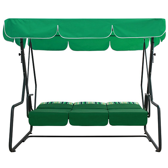 Качели садовые 3-местные, 199.5х130х173.5 см, 250 кг, Arno, Рандеву Стандарт, раскладываются в кровать, зеленые, 2016-КД-43/С, металл
