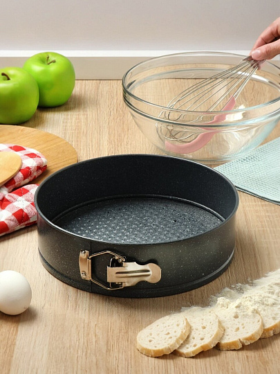 Форма для запекания сталь, 24х24х6.8 см, 0.432 л, антипригарное покрытие, круглая, разъемная, Daniks, Гранит, K-803-LSC