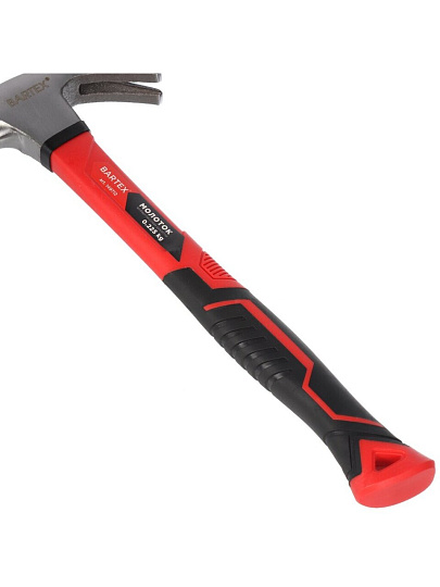 Молоток-гвоздодер слесарный, Bartex, рукоятка фибергласовая, обрезиненная, 0.225 кг, B0013N