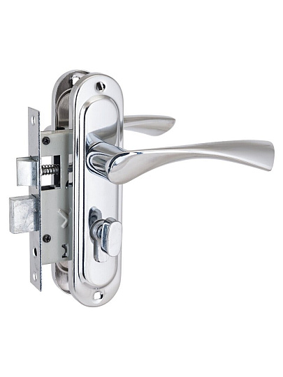 Замок врезной Стандарт, 103/50В, 4849, ручка в комплекте, цилиндровый, универсальный, вертушка CP, хром