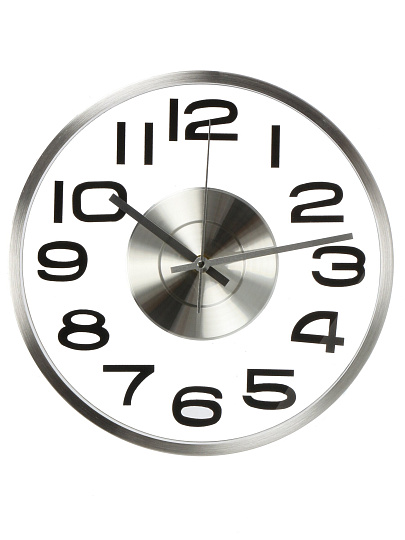 Часы настенные, кварцевые, 30х4.3 см, круглые, серебро, EG7764C-BM289S