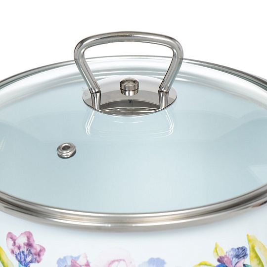 Кастрюля эмалированная сталь, 3 л, крышка стекло, Vitross, Iris белоснежный, 1SC185S, индукция