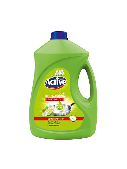 Средство для мытья посуды Active, Лайм и цветы, 3500 мл