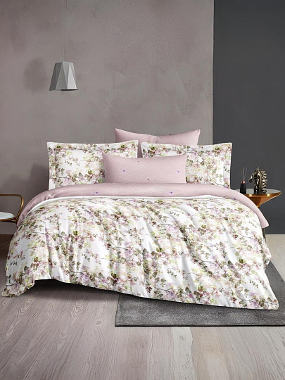 Постельное белье евро, простыня 220х240 см, 2 наволочки 70х70 см, пододеяльник 200х220 см, Silvano, сатин люкс, Цветы 30/036-SLC/SLV