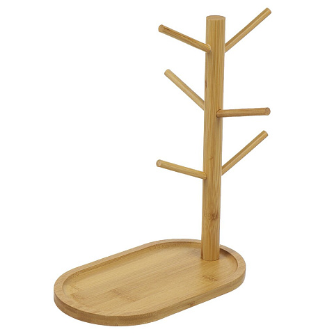 Подставка для кружек, бамбук, фигурная, 6 крючков, Y3-1118