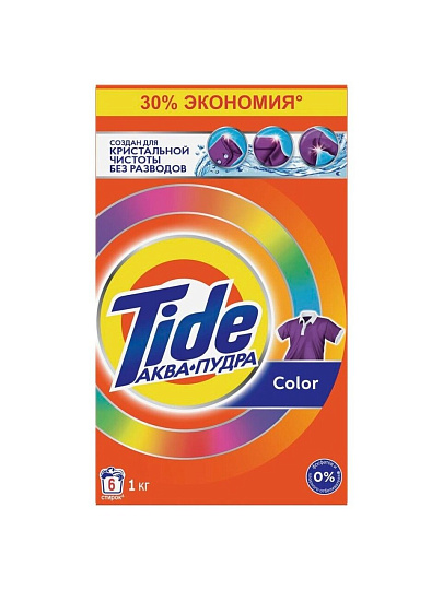 Стиральный порошок Tide, 1 кг, автомат, для цветного белья, Color