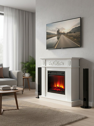 Электрокамин RealFlame, Adelaide, белый, Amix-S 18, эксклюзив