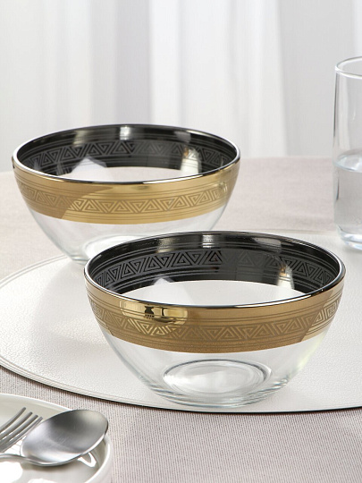 Салатник стекло, круглый, 2 шт, 15.8х7.8 см, подарочная упаковка, Магия, Glasstar, GN38_1449_1