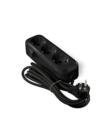 Удлинитель бытовой 3 гнезда, 5 м, ПВС, 3х1 мм², с заземлением, черный, UNIVersal, Премиум, Е-303, 2182