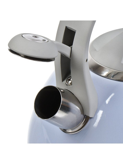 Чайник нержавеющая сталь, 2.7 л, со свистком, зеркальный, ручка бакелитовая, с силиконовым покрытием, Daniks, индукция, голубой, M-083B