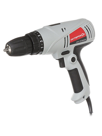 Дрель-шуруповерт сетевая Интерскол, ДШ-10/260Э2, быстрозажимной патрон, 10 мм, 260 Вт, с реверсом, 2 скорости, регулировка оборотов