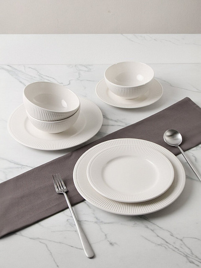 Сервиз столовый фарфор, 12 предметов, на 4 персоны, Nouvelle Home, Белый шоколад, 2740016, подарочная упаковка