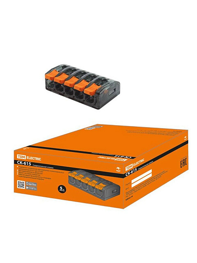 Клемма СК-615, соединительная, пластик, 2.5 мм², TDM Electric, SQ0527-0023